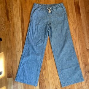 LL Bean Wide Leg Chambray Pants size 4